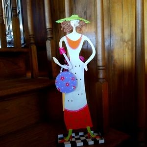 Metal Art Lady with hat and purse